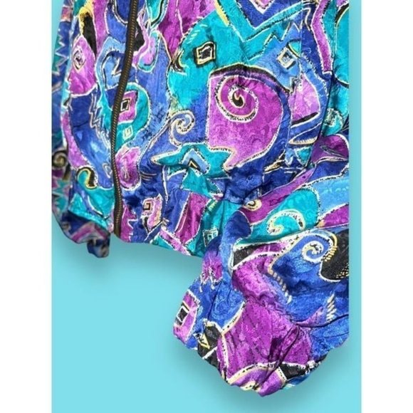 Vintage 80s 90s Darlyn Designs Retro Zip Up Jacket Sz Medium - Picture 2 of 5